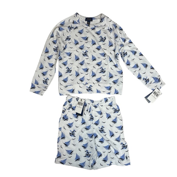 Polo Ralph Lauren Polo Bear Spa Terry Sweatshirt and Shorts Set Size 7 - Picture 1 of 10